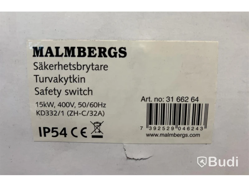 3 st. Säkerhetsbrytare, Malmbergs, IP54, Totalt ord. pris inkl. moms: ca 1200 kr