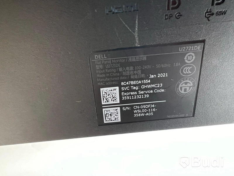 Datorskärm Dell UltraSharp U2721DE inkl strömkabel.