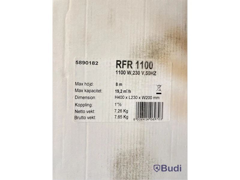 Grundvattenpump Altech, RFR 1100, Ord. pris inkl. moms: ca 3100 kr
