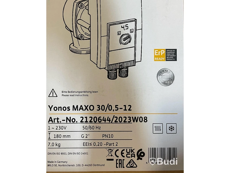Cirkulationspump Wilo Yonos Maxo 30/0.5-12, Ord. pris inkl. moms: ca 9000 kr