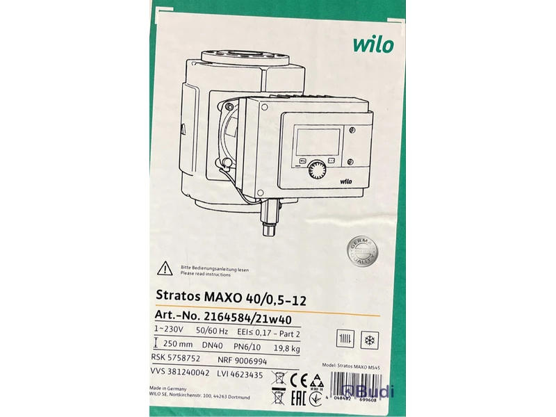Cirkulationspump Wilo stratos maxo 40/0.5-12, Ord. pris inkl. moms: ca 22.000 kr