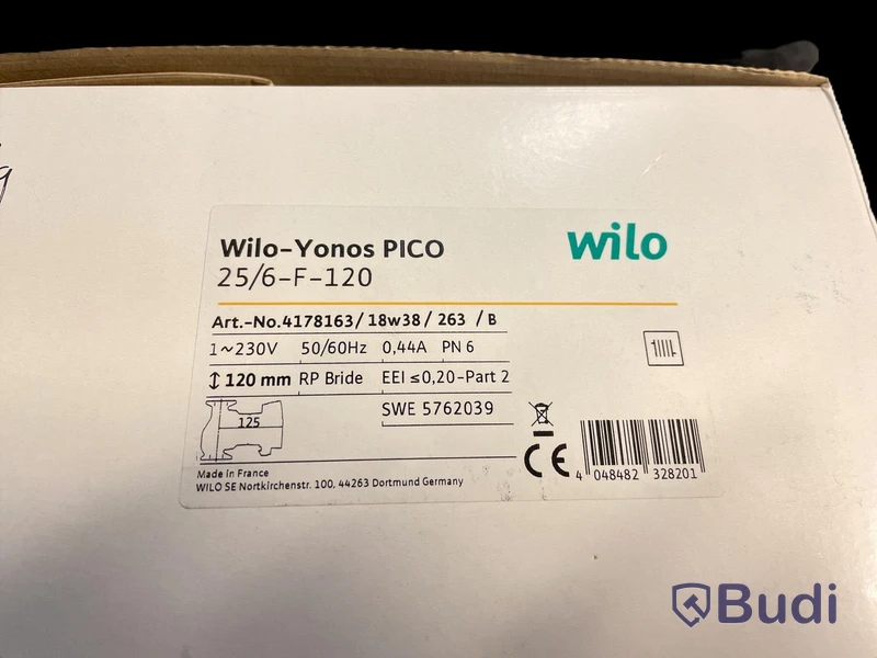 Cirkulationspump Wilo Yonos Pico, 25/6-F-120, Ord. pris inkl. moms: ca 4800 kr