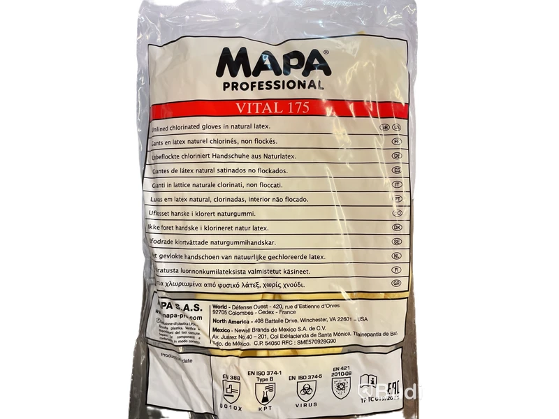 7 st. 10-pack. Naturgummihandskar stl 9 Mapa professional, Totalt ord. pris inkl. moms: ca 1750 kr