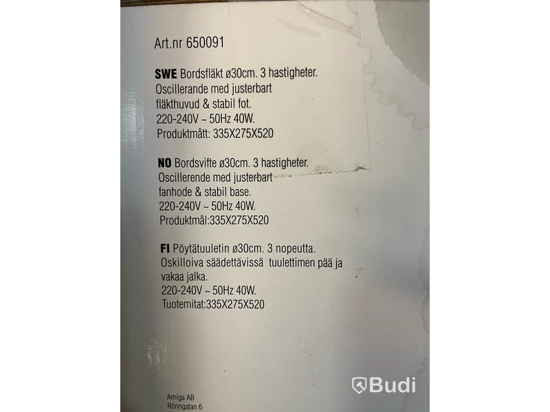 2 st. Bordsfläkt Valux, Totalt ord. pris inkl. moms: ca 900 kr