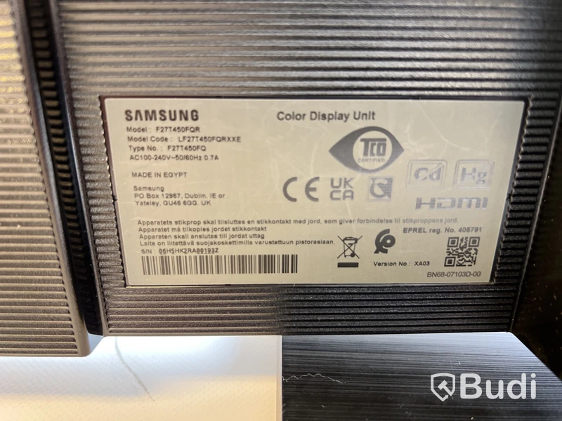 Datorskärm Samsung F27T450F inkl. strömkabel.