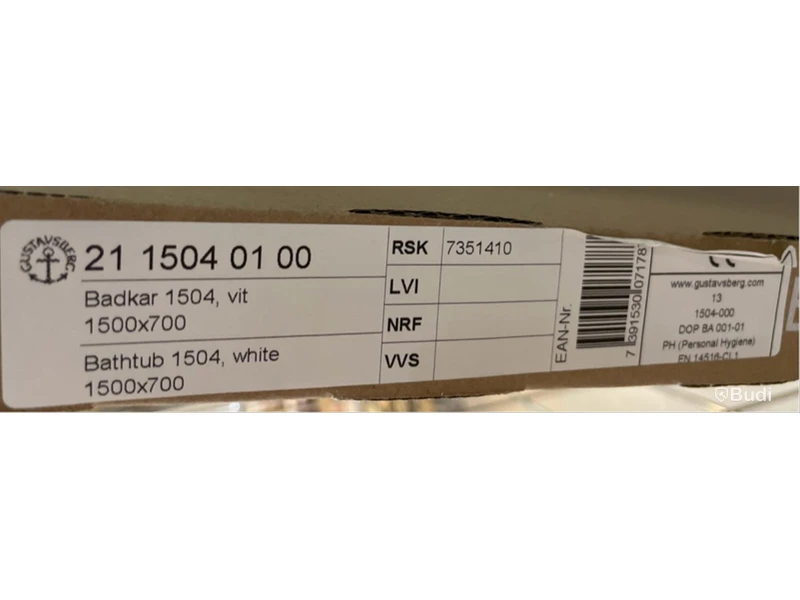 Badkar 1504 Gustavsberg vit, Ord. pris inkl. moms: ca 4300 kr