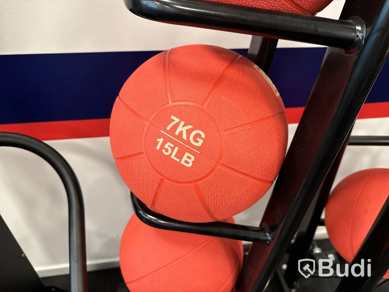 8 st. Medicinbollar med ställ