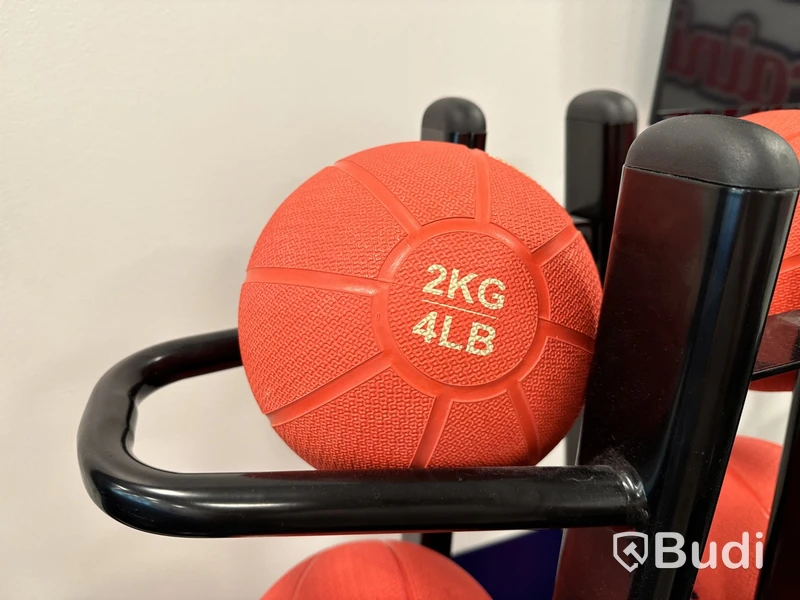 8 st. Medicinbollar med ställ