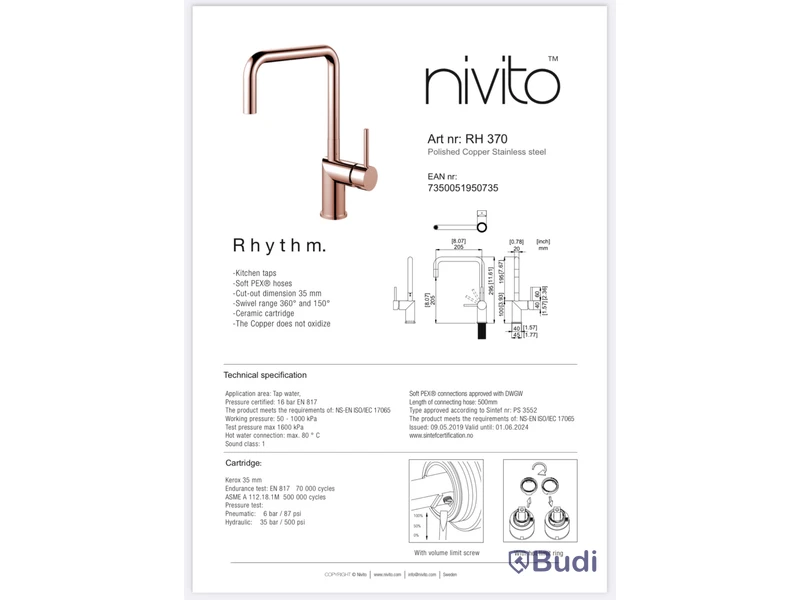 Köksblandare, Nivito Rhythm, RH-370