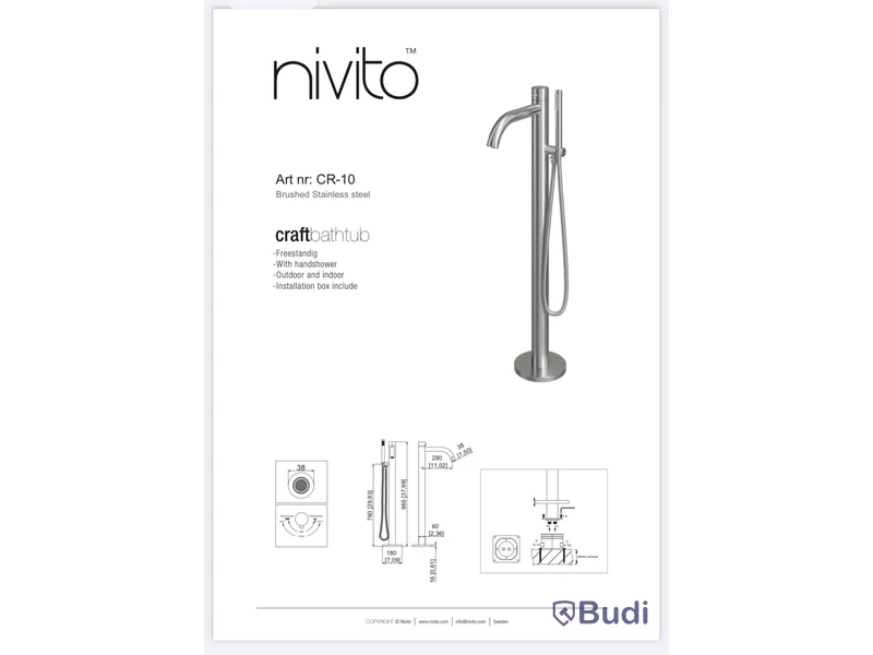 Fristående badkarsblandare, Nivito Craft, CR-10