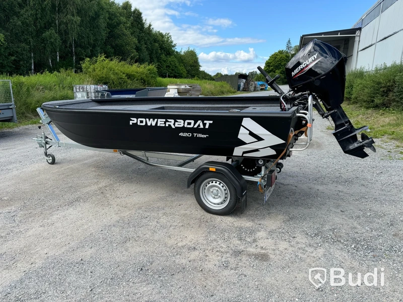 Sportfiskebåt, Powerboat 420 Tiller, inklusive trailer och motor, Mercury 30 hk