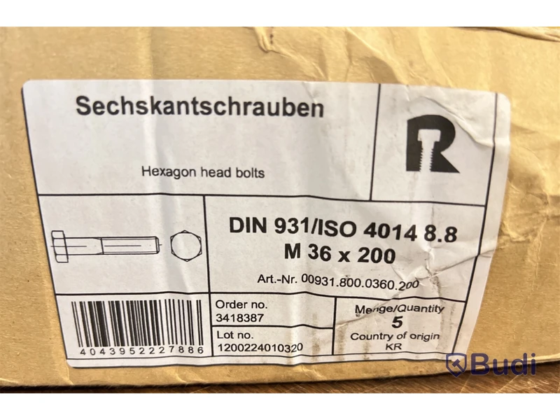 45 st. Sexkantsskruv M36 x 200
