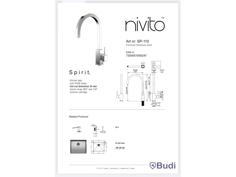 Köksblandare, Nivito Spirit, SP-110