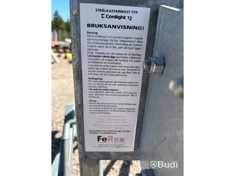 Strålkastarmast Conlight 12 på vagn - Perfekt för byggarbetsplatser och evenemang