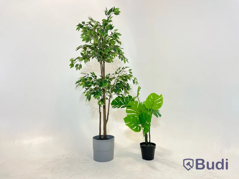 2 st. Plastblommor Ikea Fejka, olika sorter, samt 1 st. plastkruka Ikea