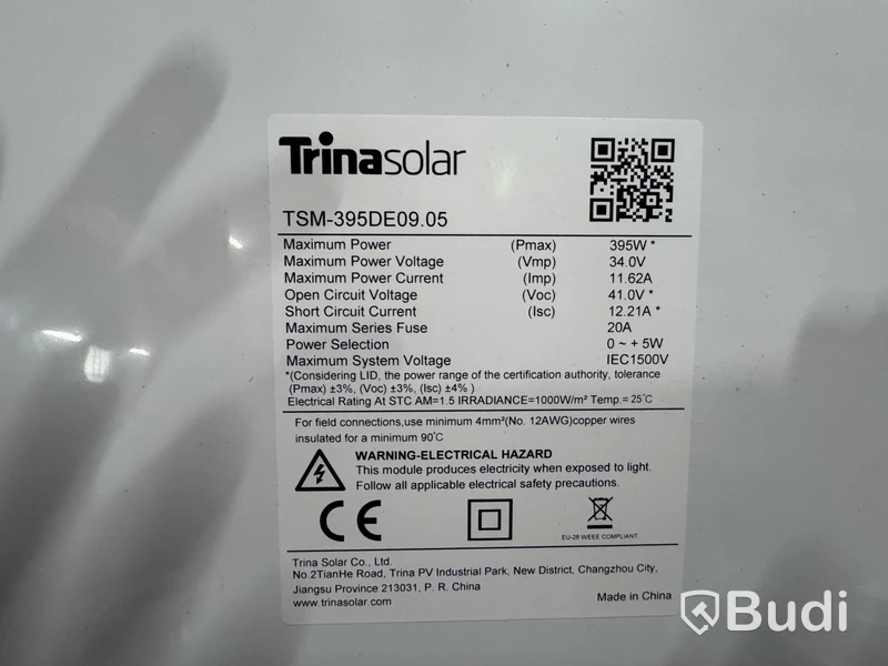 8 st solcellspaneler TrinaSolar 395W, TSM-395DE09.05