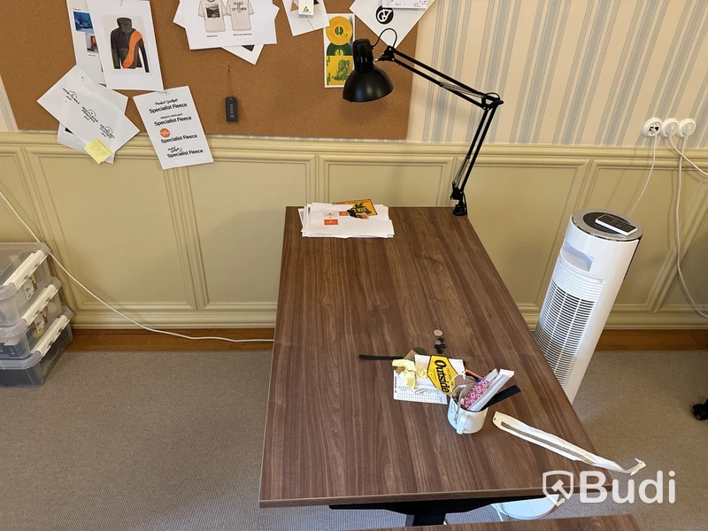 Höj- och sänkbart skrivbord med lampa