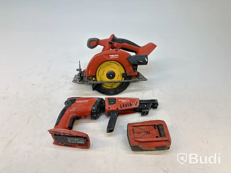 Gipsskruvdragare, skruvmagasin och cirkelsåg Hilti, SD 5000-A22, SMD 57 och SCW 22-A