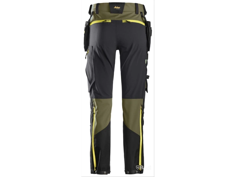 SOFTSHELLBYXA SNICKERS, Stl 46, FlexiWork, Holster Pockets, 6940 GRÖN\/GRÅ
