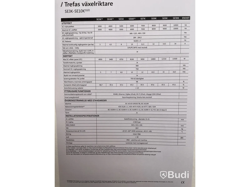Växelriktare SolarEdge SE9K 9 KW.