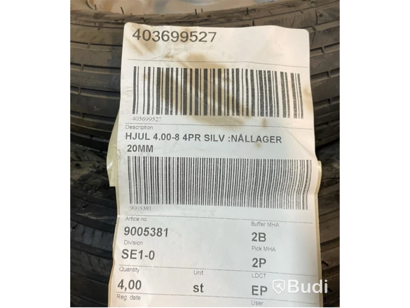 5 st. Hjul Nållager, 4.00-8 4PR silv.