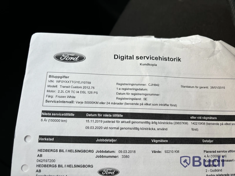 Ford Transit Custom 300 (125hk), -2014 (rep-objekt)