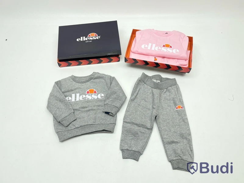 Parti med mjukis set Ellesse, stl. 6-12 mån, olika modeller, grå och rosa