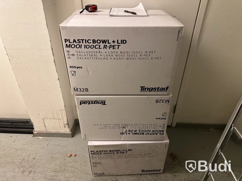 Salladsskål + lock M001 100 cl R-PET engångs 3 kartonger om 300 st  Tingstad