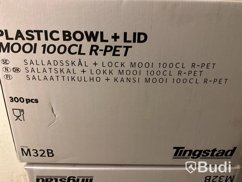 Salladsskål + lock M001 100 cl R-PET engångs 3 kartonger om 300 st  Tingstad