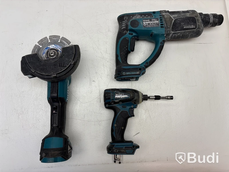 Vinkelslip, kombihammare och slagskruvdragare Makita, DGA508, DTD146 och DHR202