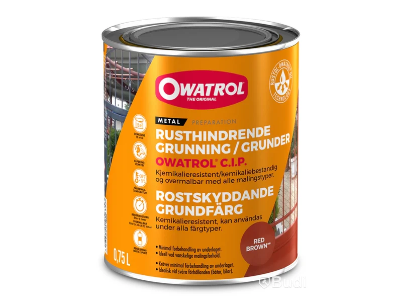 2 st. Rostförebyggande grundfärg Owatrol CIP, 0.75L, red brown, 750 ml