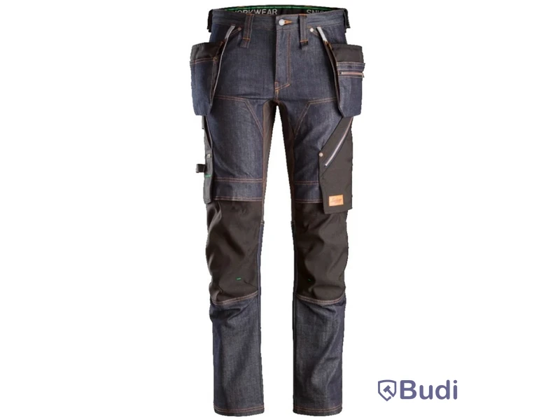 Arbetsbyxor SNICKERS WORKWEAR, 6955, FlexiWork, denim/svart, stl. 56