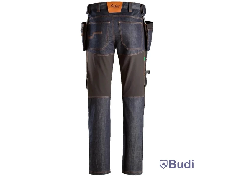 Arbetsbyxor SNICKERS WORKWEAR, 6955, FlexiWork, denim/svart, stl. 56