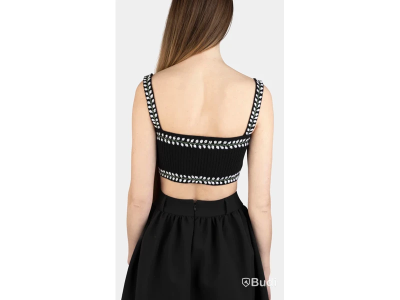 Top Nathalie Schuterman, Cyra Embroidery Cropped Top Black and White, stl. M/L
