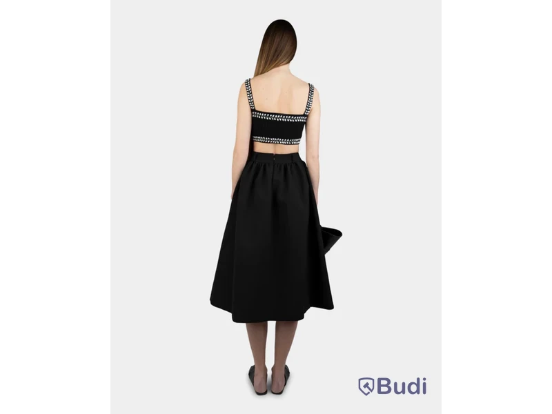 Top Nathalie Schuterman, Cyra Embroidery Cropped Top Black and White, stl. M/L