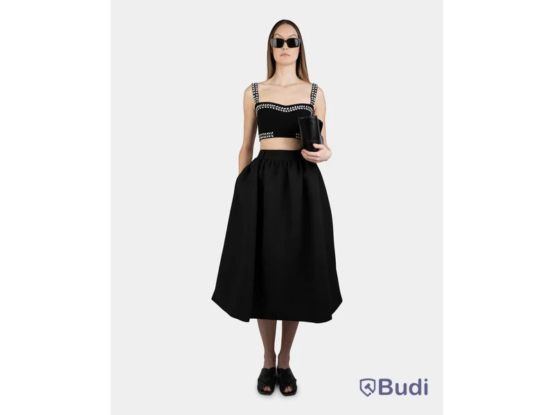 Top Nathalie Schuterman, Cyra Embroidery Cropped Top Black and White, stl. M/L