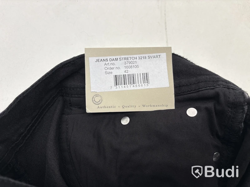 JEANS DAM STRETCH, LEON, 3218 SVART, NYTELLO, STL. 42