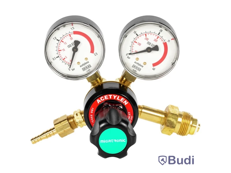 2 st. ACETYLEN VENTIL MED MANOMETER, MIGATRONIC, MAXEX M/2 URE