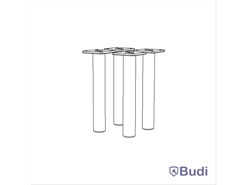 156 st. 4-pack ben, Cube, diameter 2,5 cm, höjd 18 cm, vitlack massiv björk