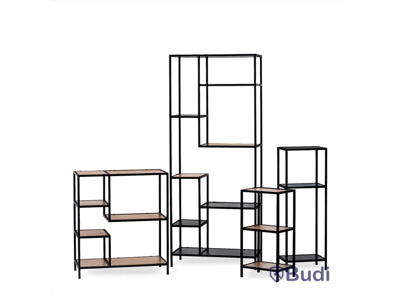 49 st. hylla, Steel, 29x39 cm, höjd 110 cm, svart metall, utan hyllplan