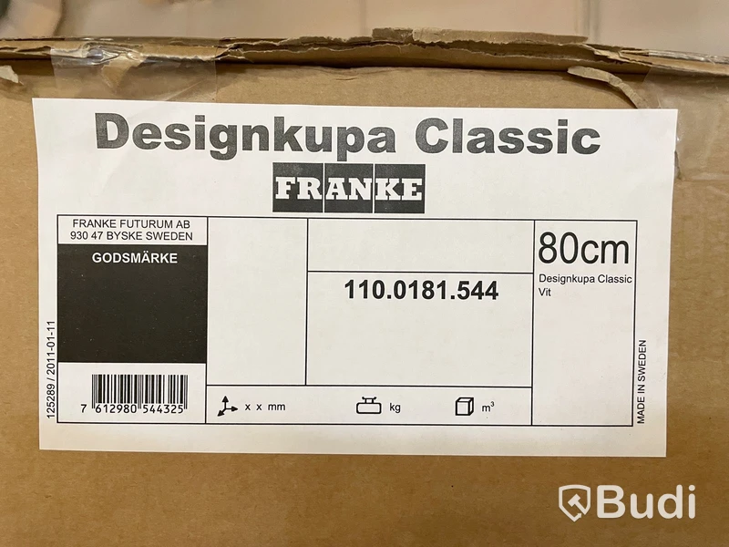 1 st Spiskupa NY - Franke KUPA CLASSIC 80cm Vit, Art. Nr: 110.0181.544, Ord. pris ca: 7000 kr