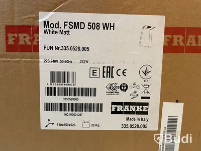 1 st Kolfilterfläkt NY - Franke SMART DECO vit, Art. Nr: 335.0528.005, Ord. pris ca: 5300 kr