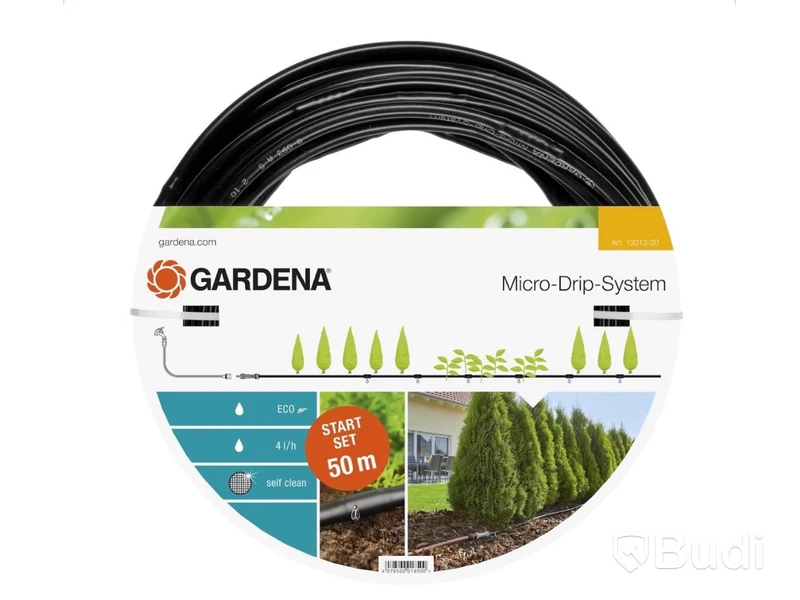 Vattenbesparande droppbevattningsrad 50m gardena. Art no 13013-20, Ord. pris inkl. moms: ca 900 kr