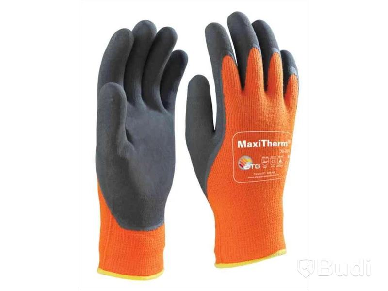 12 st. HANDSKE MAXITHERM 30-201, LATEXDOPPAD ORANGE/SV STL 8. Totalt ord. pris inkl. moms: ca 1400 kr