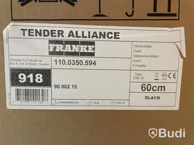 1st NY Spisfläkt - Franke TENDER ALLIANCE LGH 60cm svart, Art. No: 110.0350.594, ord pris ink. moms ca: 9000 kr