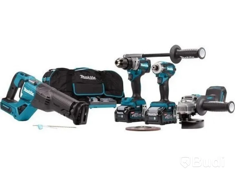 Verktygspaket Makita (DF001G + GA005G + TD001G + JR001G); 40 V; 2x4,0 Ah batt.