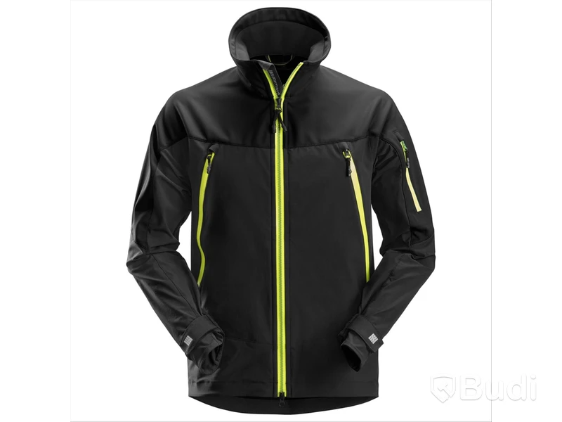 Jacka Snickers Workwear, SoftShell FW stl. S, svart/neon gul