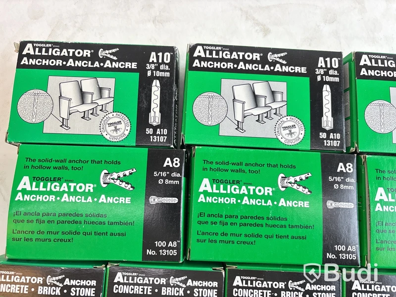 Alligatorplugg Toggler, olika modeller och storlekar