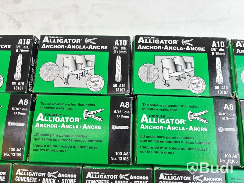 Alligatorplugg Toggler, olika modeller och storlekar