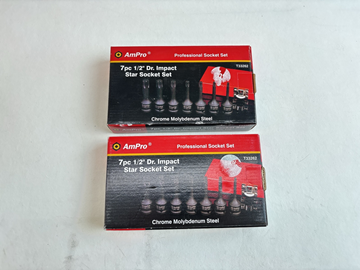 (NY) 2 st. 7-pack 1/2 tum, Dr. Impact star socket set, AmPro